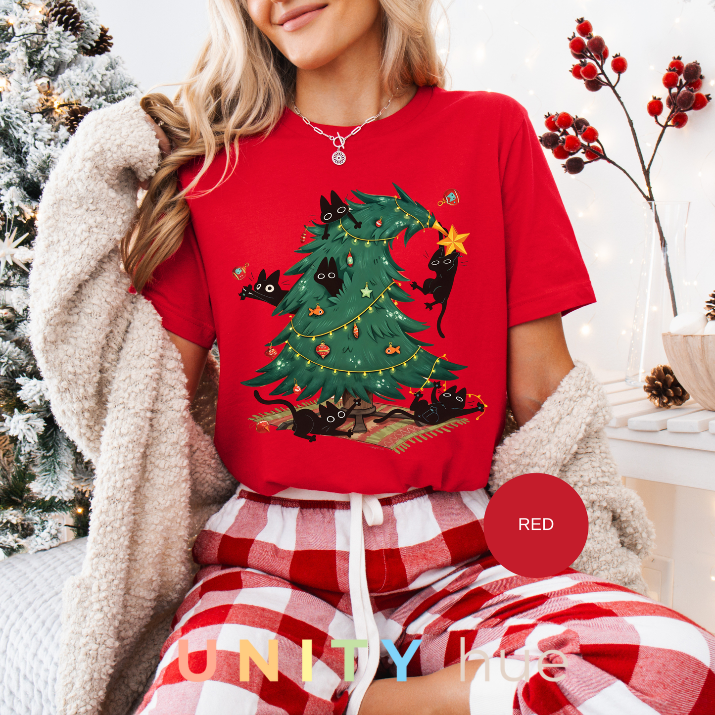 Cute Cat Christmas Tree | Christmas Cat Tree Climber T-shirt & Sweatshirt