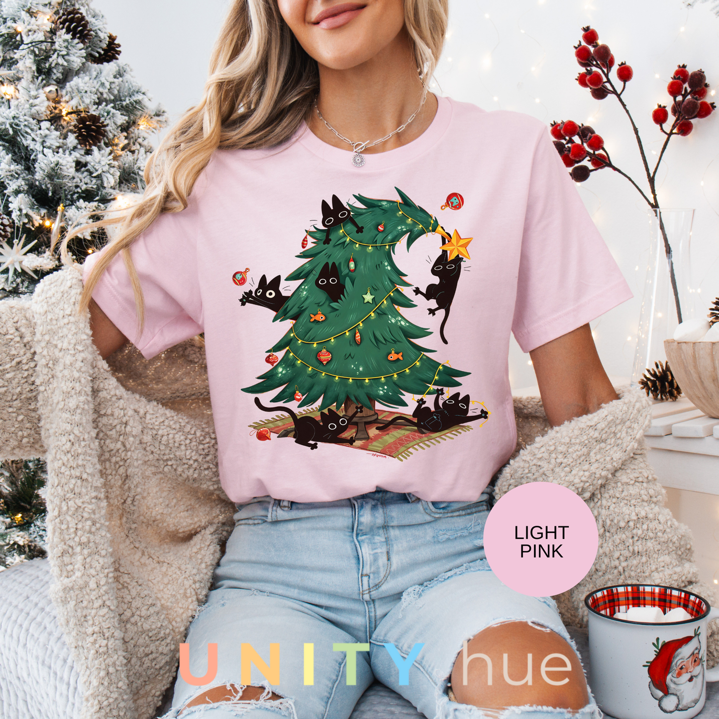 Cute Cat Christmas Tree | Christmas Cat Tree Climber T-shirt & Sweatshirt