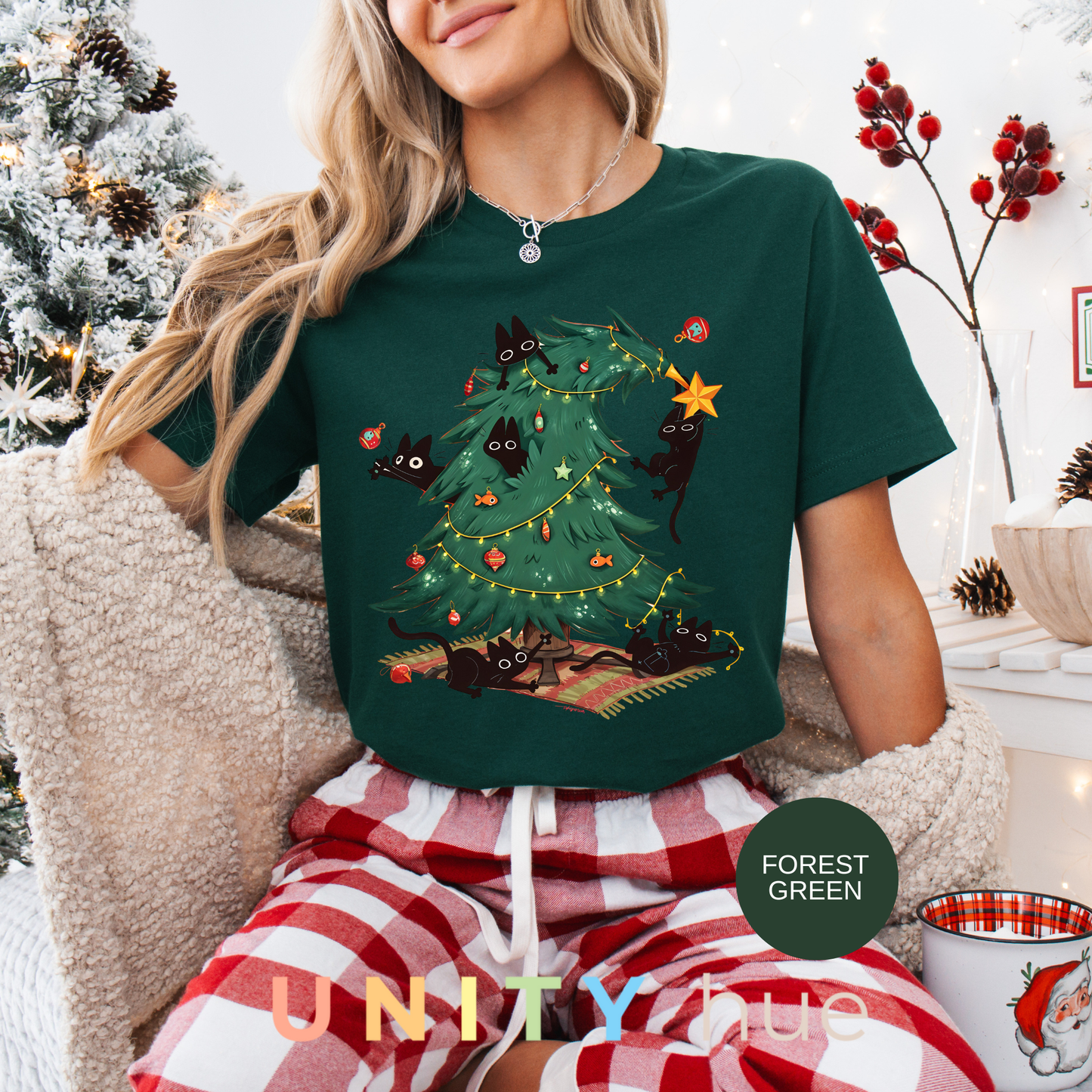 Cute Cat Christmas Tree | Christmas Cat Tree Climber T-shirt & Sweatshirt