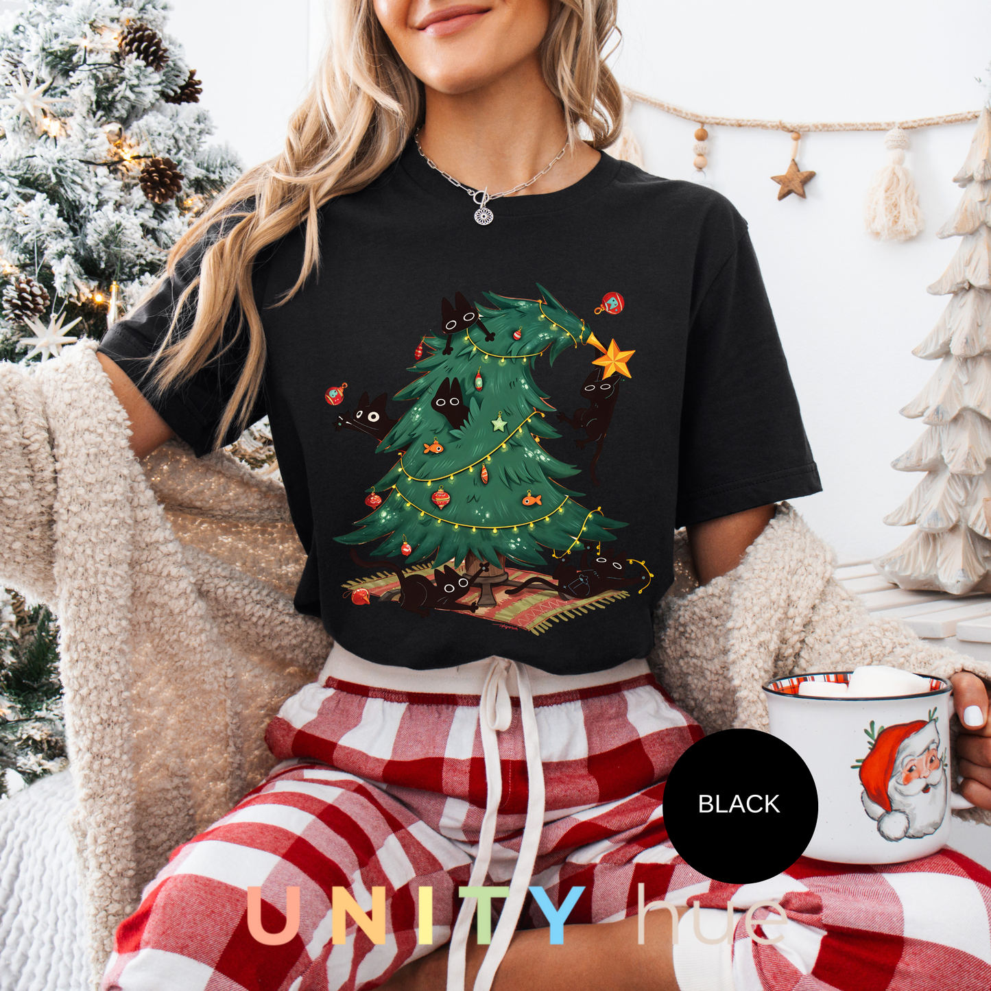 Cute Cat Christmas Tree | Christmas Cat Tree Climber T-shirt & Sweatshirt