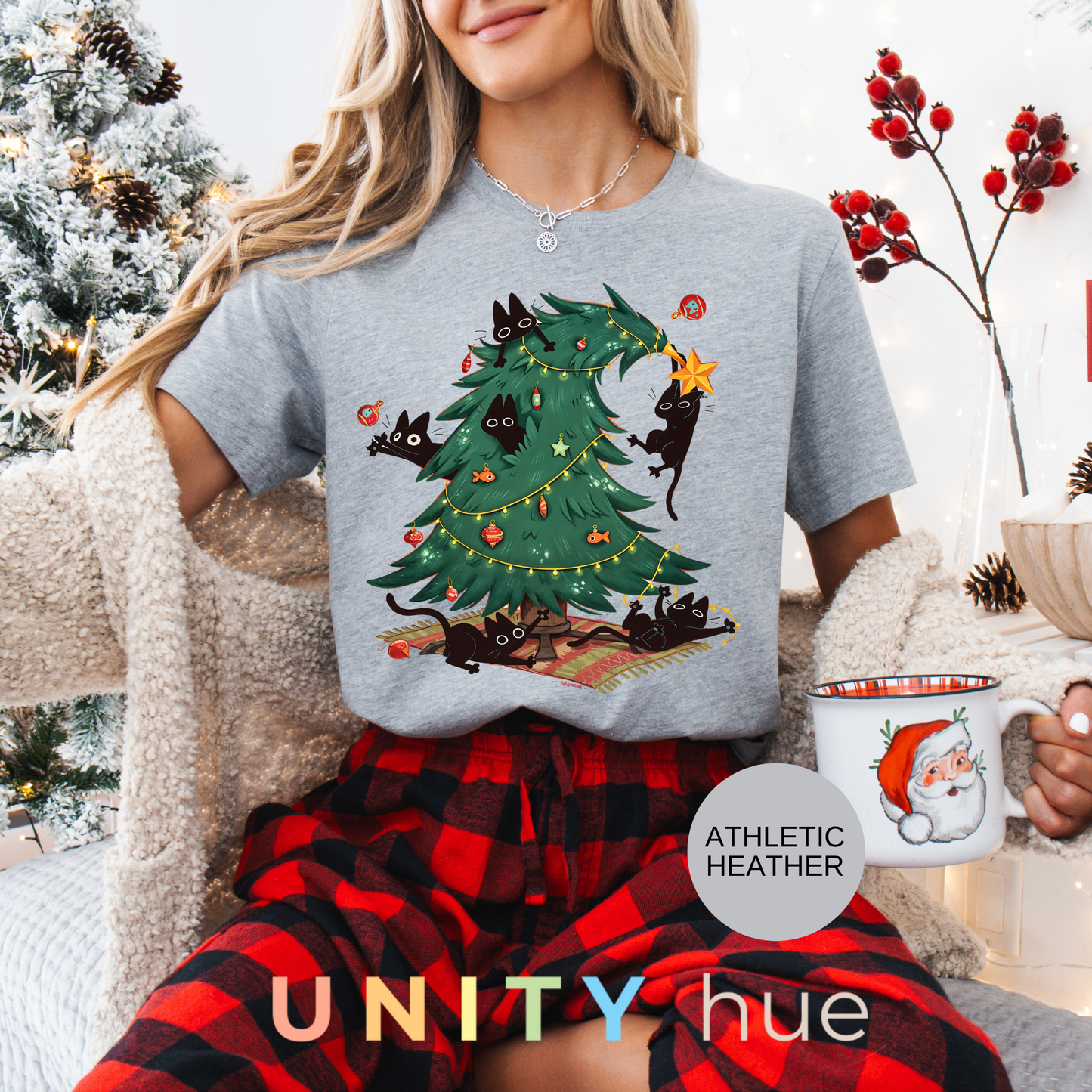 Cute Cat Christmas Tree | Christmas Cat Tree Climber T-shirt & Sweatshirt