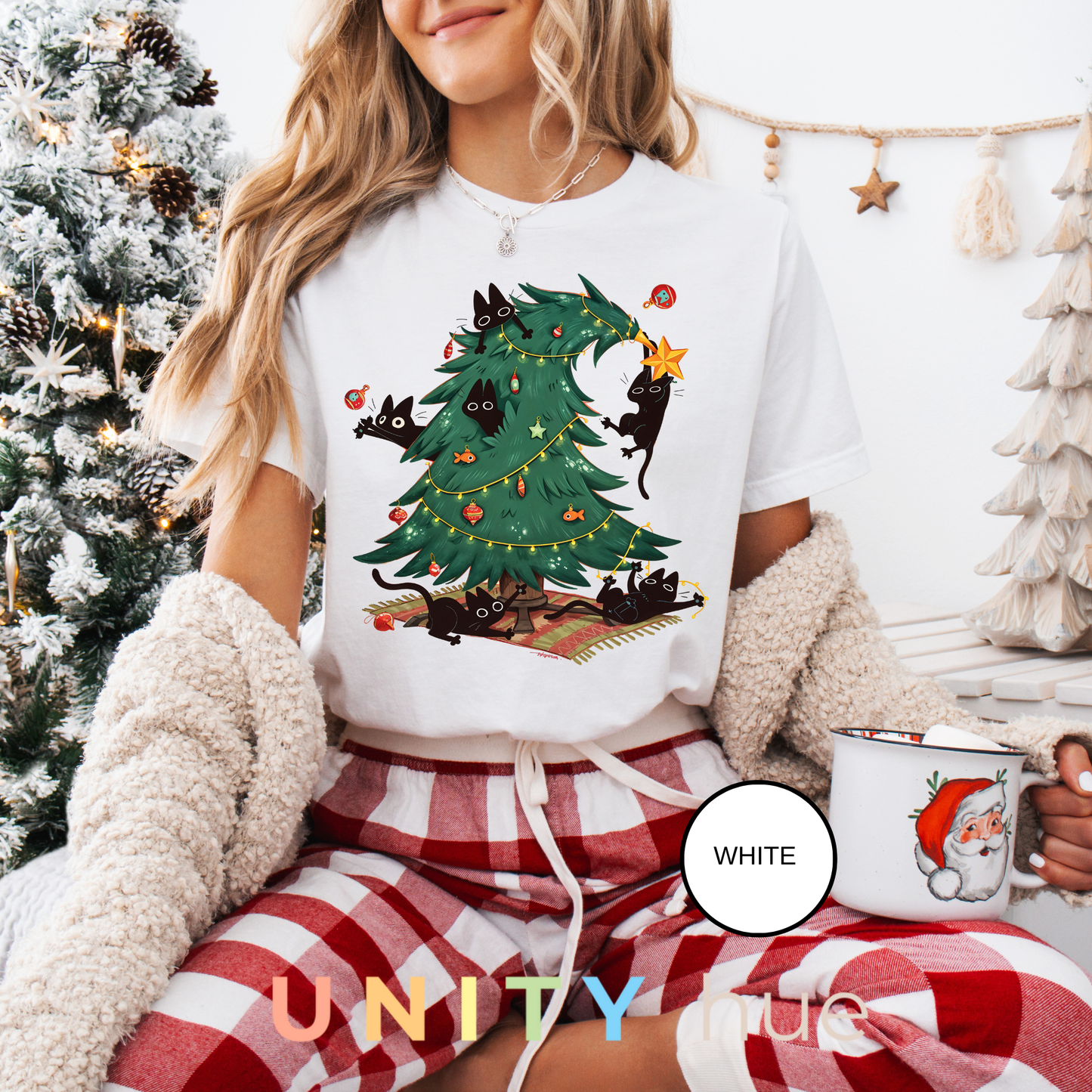 Cute Cat Christmas Tree | Christmas Cat Tree Climber T-shirt & Sweatshirt