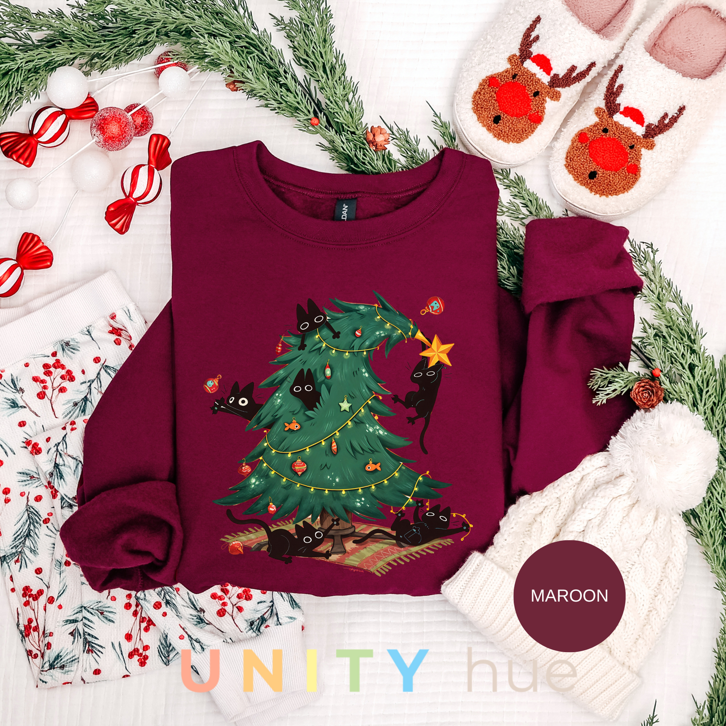 Cute Cat Christmas Tree | Christmas Cat Tree Climber T-shirt & Sweatshirt