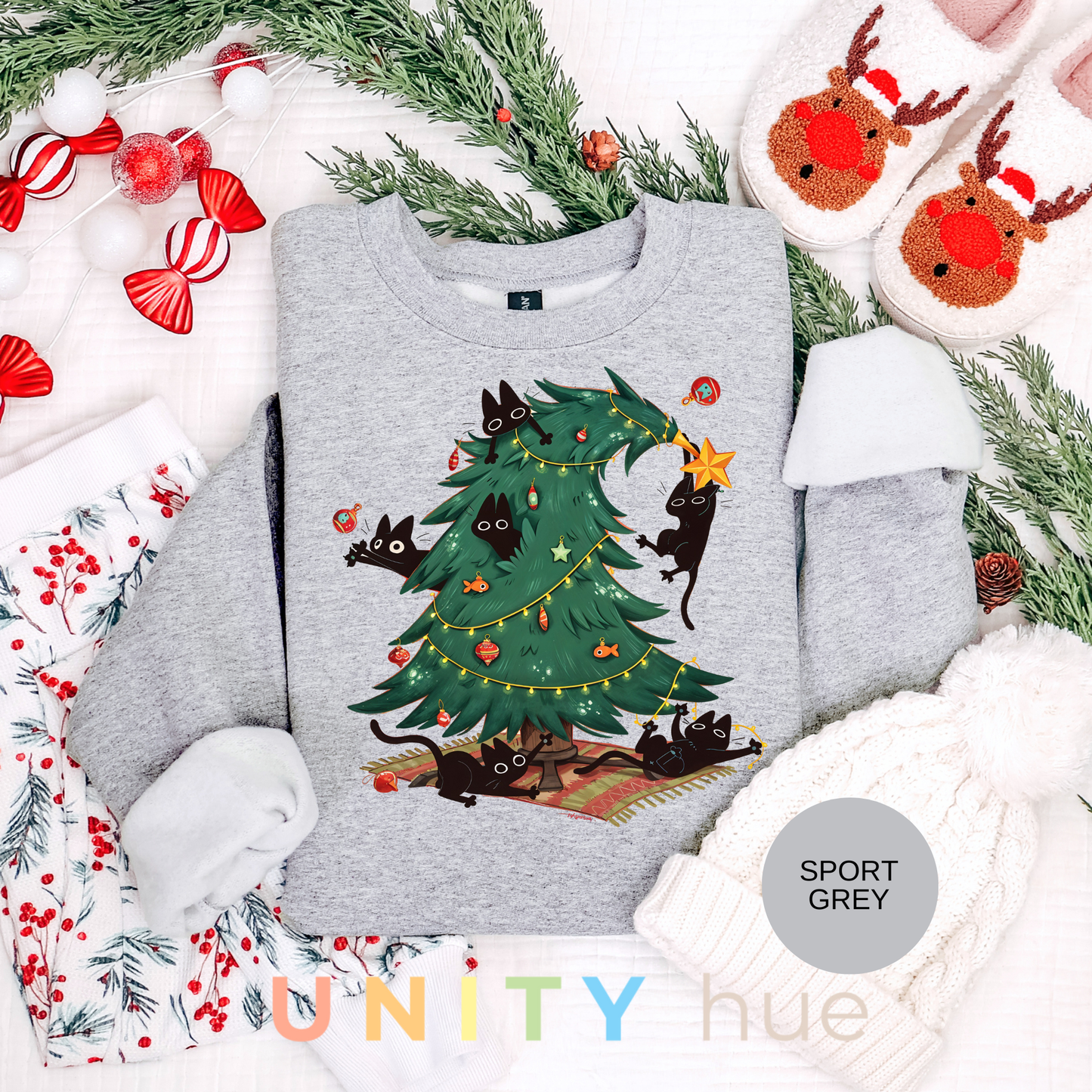 Cute Cat Christmas Tree | Christmas Cat Tree Climber T-shirt & Sweatshirt