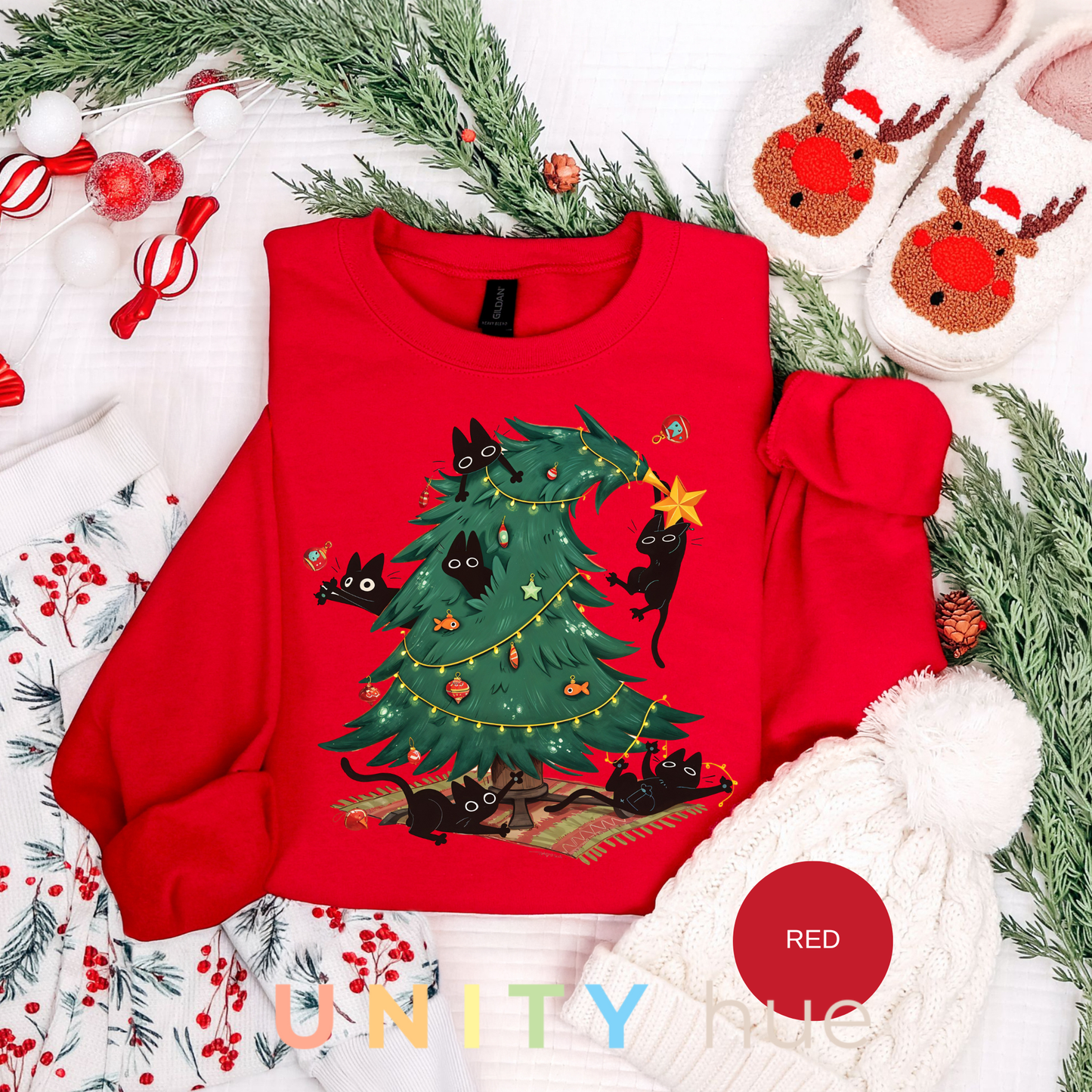 Cute Cat Christmas Tree | Christmas Cat Tree Climber T-shirt & Sweatshirt