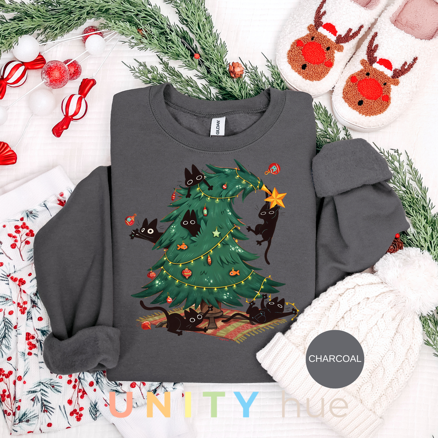 Cute Cat Christmas Tree | Christmas Cat Tree Climber T-shirt & Sweatshirt